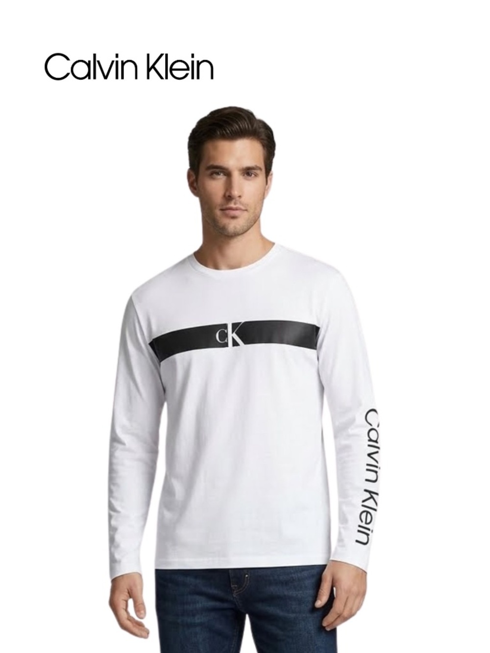 Calvin Klein Men’s White Long Sleeved Tee - NWT